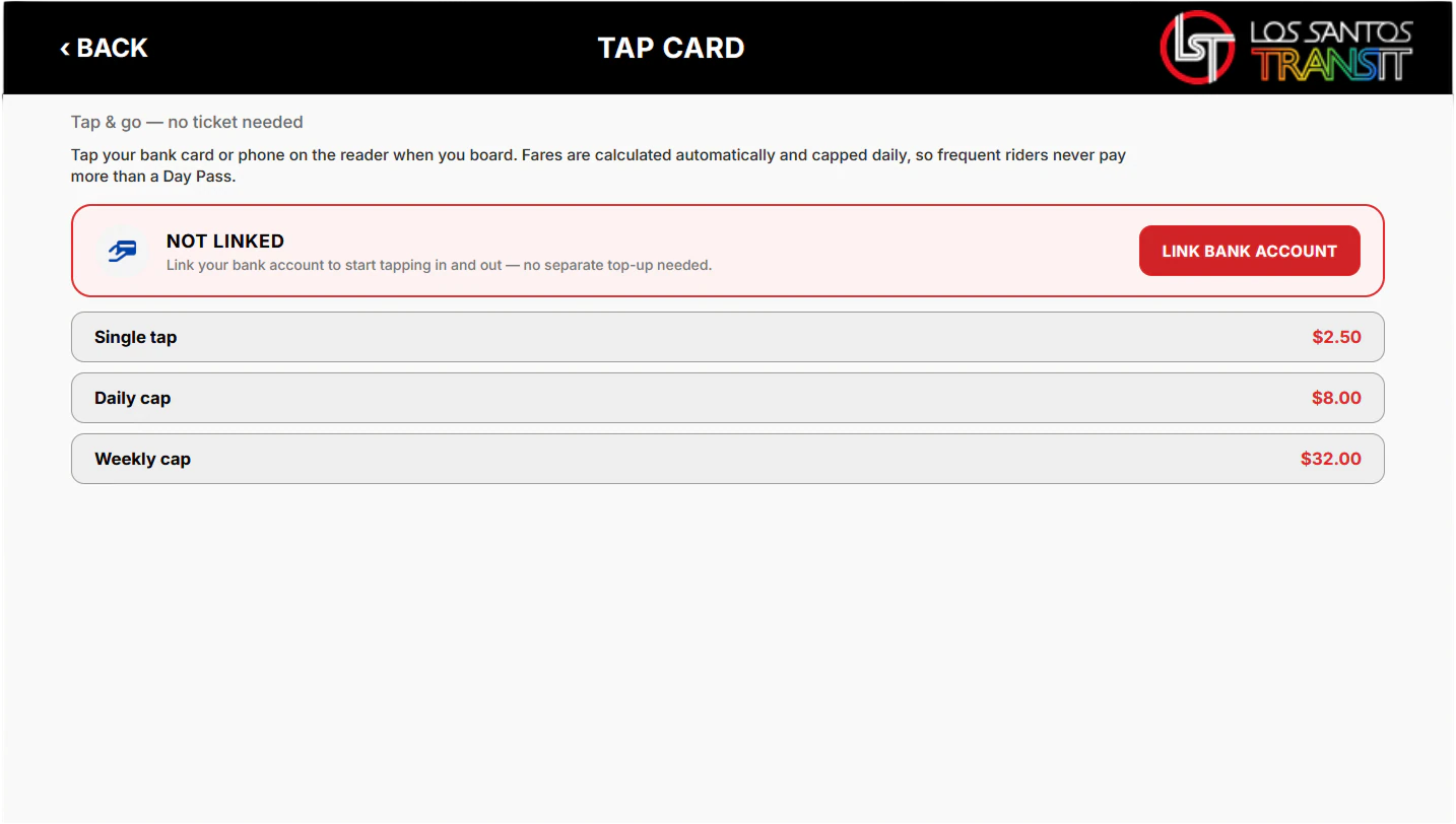 Account-linked transit cards with daily caps